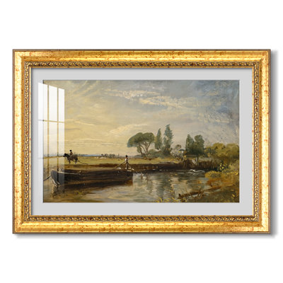 Barge below Flatford Lock, c. 1810-John Constable-Custom Framed Print