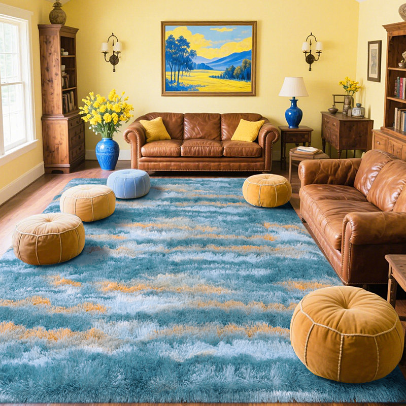 9x12 Rug for Living Room, Area Rugs with 4 Stickers, Performance Rug for Bedroom, Upgrade Non Slip Carpet, Ideal For High Traffic Areas Indoor, Gift For Halloween, Christmas, Thanksgiving, Graduation Season
