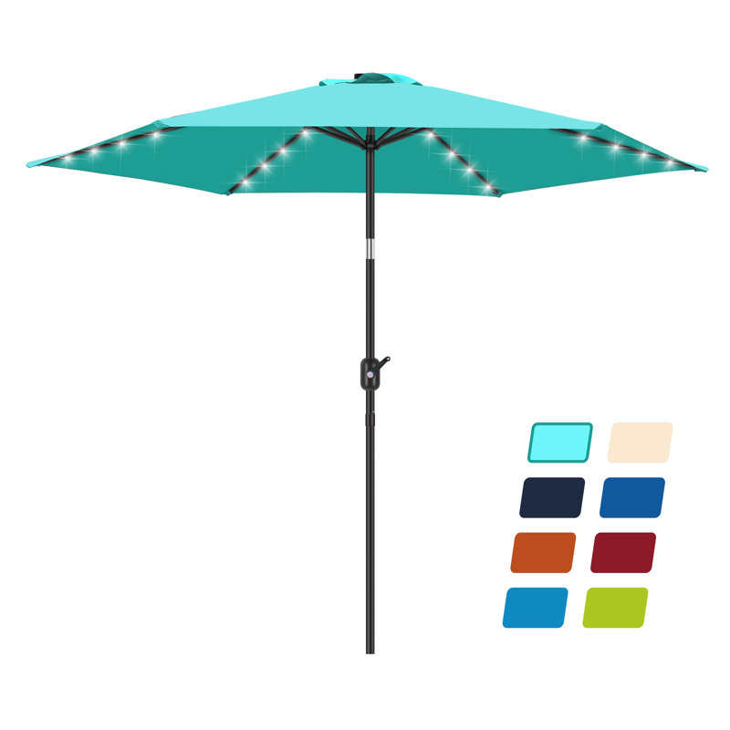 Parasol de marché lumineux Boxwell, Turquoise, H 98,4 po x l 90 po x P 90 po