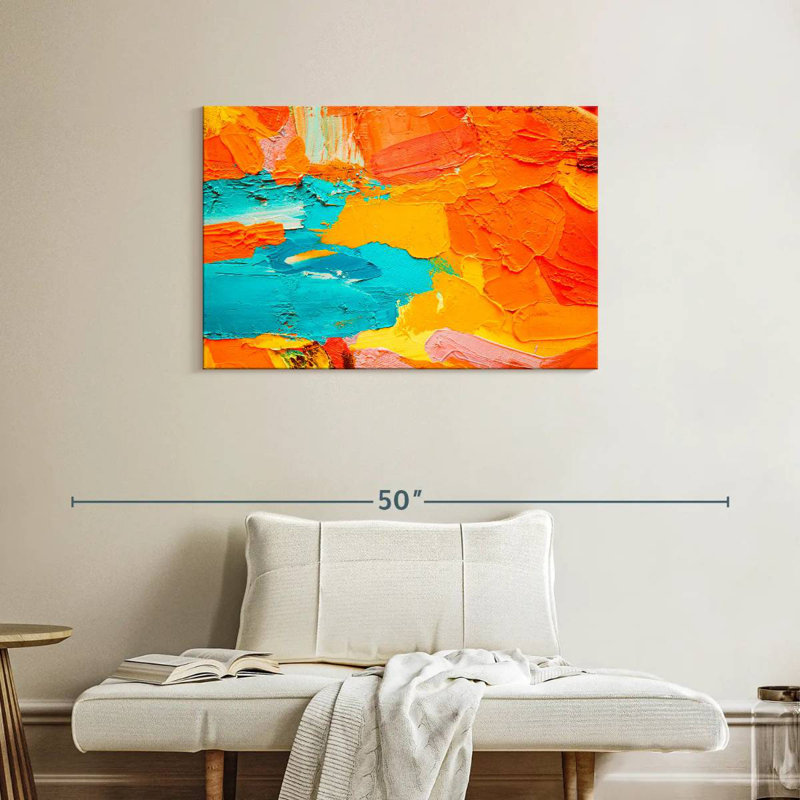 Avery orange et bleu abstrait, H 24 po x l 36 po