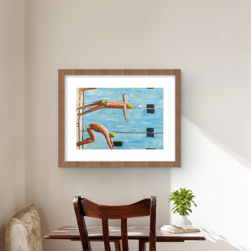 «Swimmers - Contemporary Figurative», reproduction d'art encadrée pour la décoration