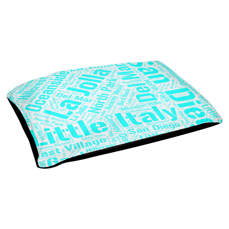 Coussin de chien « districts », Cyan, Grand (l 40 po x P 30 po x H 14 po), San Diego
