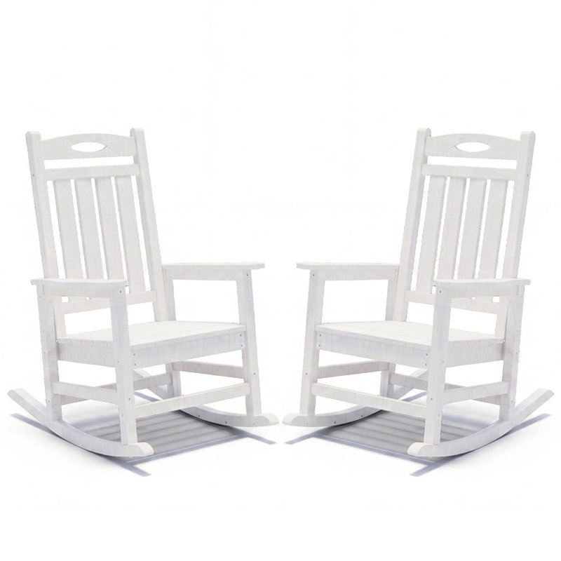 Ensemble de 2 chaises berçantes d'extérieur, Blanc