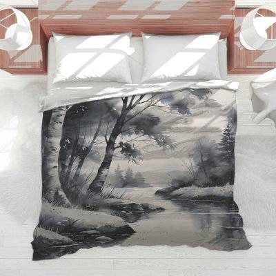 Monochrome Forest River Comforter