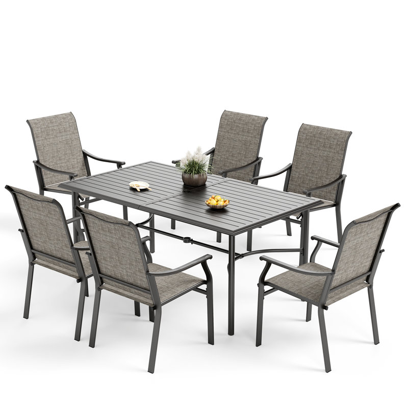 Basima 6 - Person Patio Dining Set with Rectangular Table