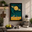 Saturn and the Yellow Convertible Retro - Wrapped Canvas-249942358-249942361