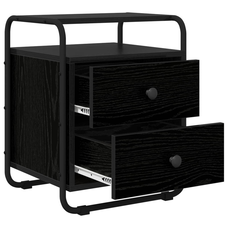 40 cm W Bedside Table, Black Oak