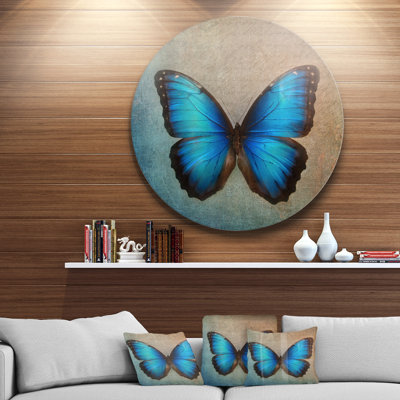 «Blue Vintage Butterfly», reproduction de photo sur métal