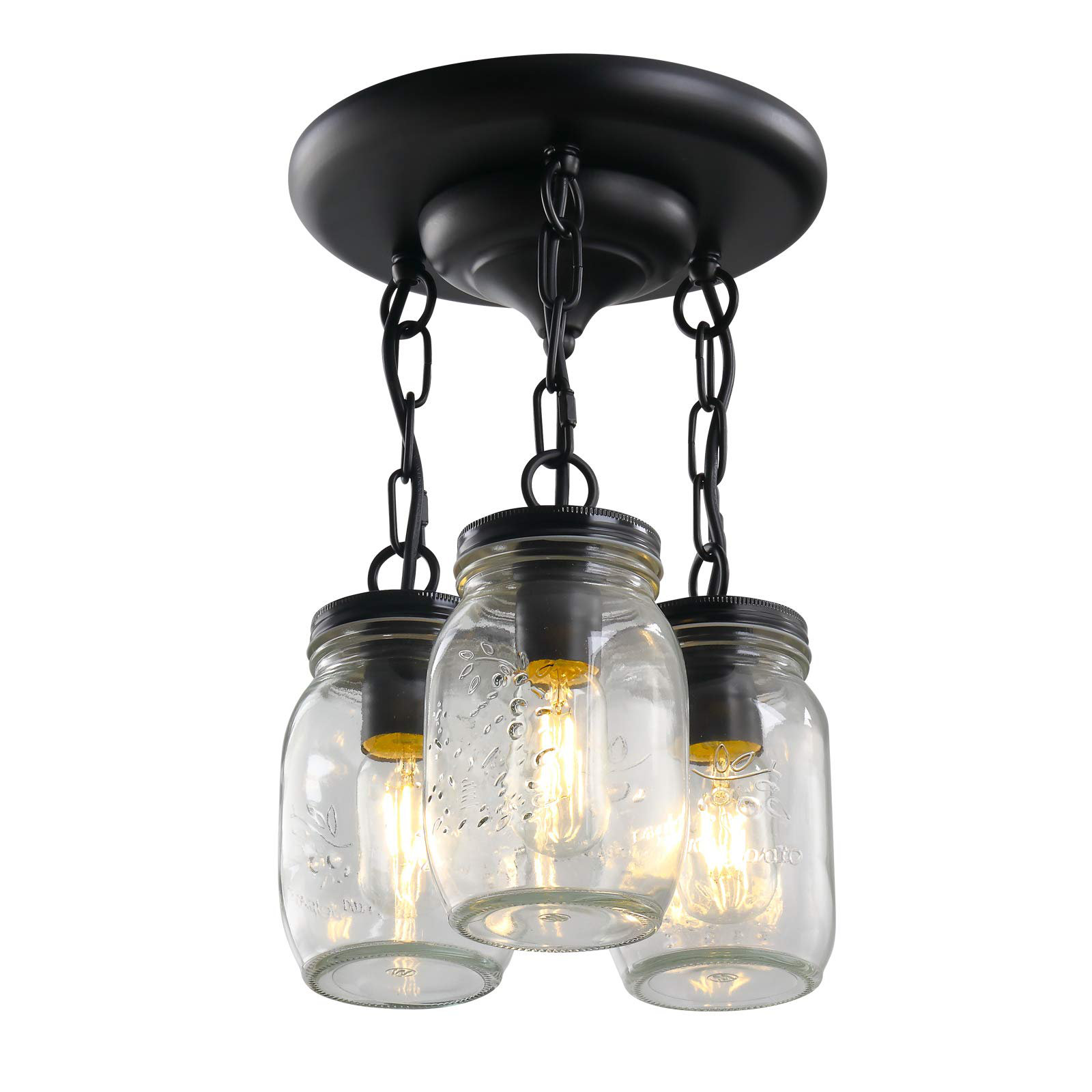 Longshore Tides Mason Jar Light Fixtures 3Light Flush Mount Light