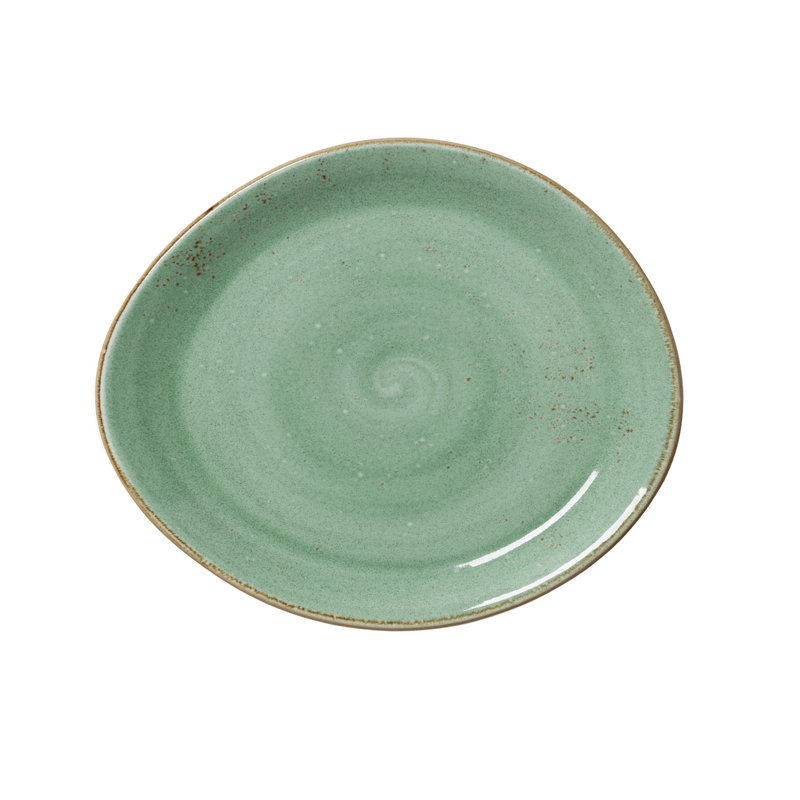 Assiette bleu artisanal, Vert