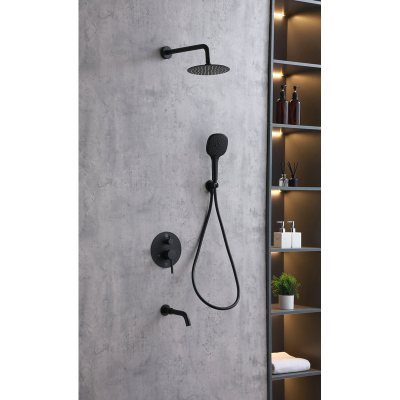 Système de douche complet à pression équilibrée avec valve brute George, Noir mat