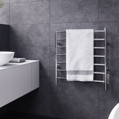 24" x 40" Kontour Linear Steel Wall Mounted Electric Towel Warmer - Brushed Nickel, Plug-In 