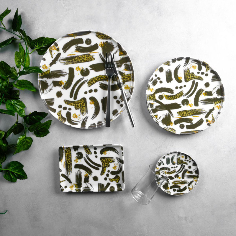 Ensemble de petit déjeuner (30 pièces), Vert abstrait