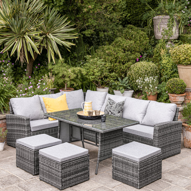 Bernardina 9 - Person Rattan with Cushions, Grey