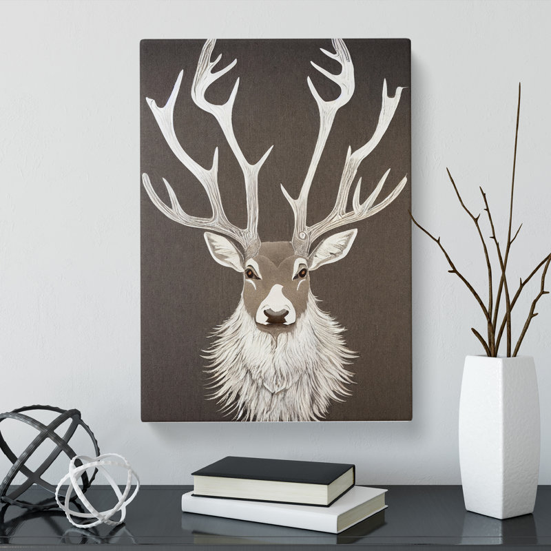 Summersville Stag Sgraffito - Wrapped Canvas, 50cm H x 35cm W