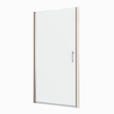 Porte de douche en verre trempé 1/4 "avec pivot universel - 1 3/8" réglable, finition polie, poignée en acier inoxydable # 304, rainure murale, test 36 000 fois, installation facile, fuite, lisse, fuite, pivot