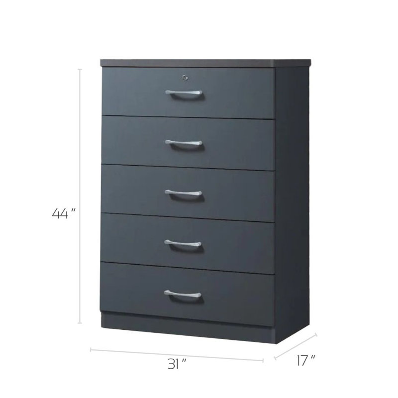Commode 5 tiroirs Conkle, Gris