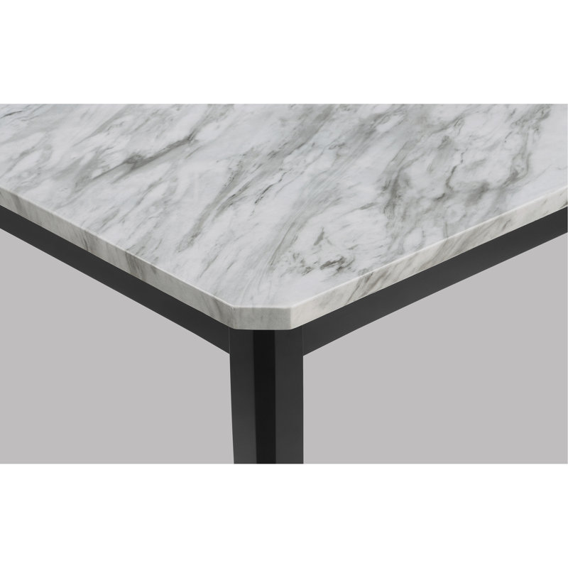 Ensemble de salle à manger 6 pièces avec plateau rectangulaire en faux marbre et plateau en bois massif