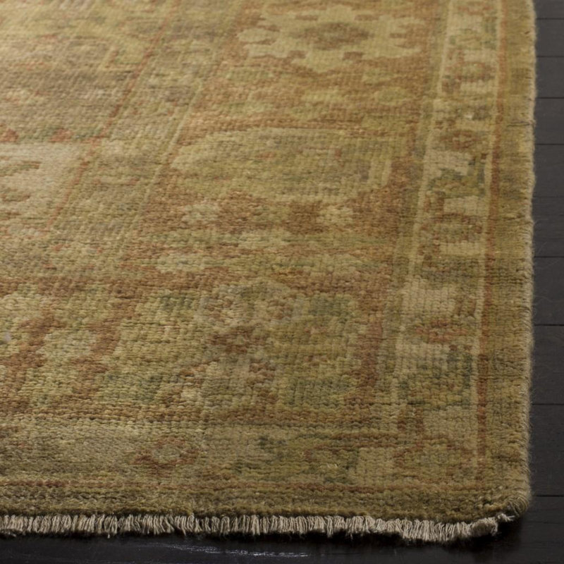 Oushak Oriental Hand Knotted Wool Olive/Rust Area Rug, Rectangle 10' x 14'