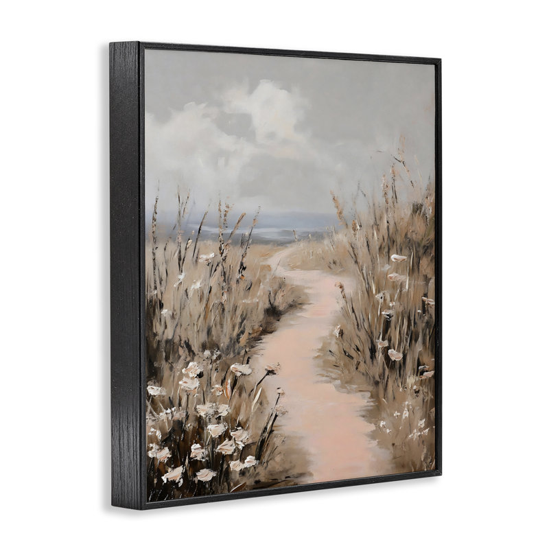 «Blush Coastal Path», estampe numérique, design par Franklyn Gregory, H 14 po x l 11 po, Giclée encadrée noir minuit