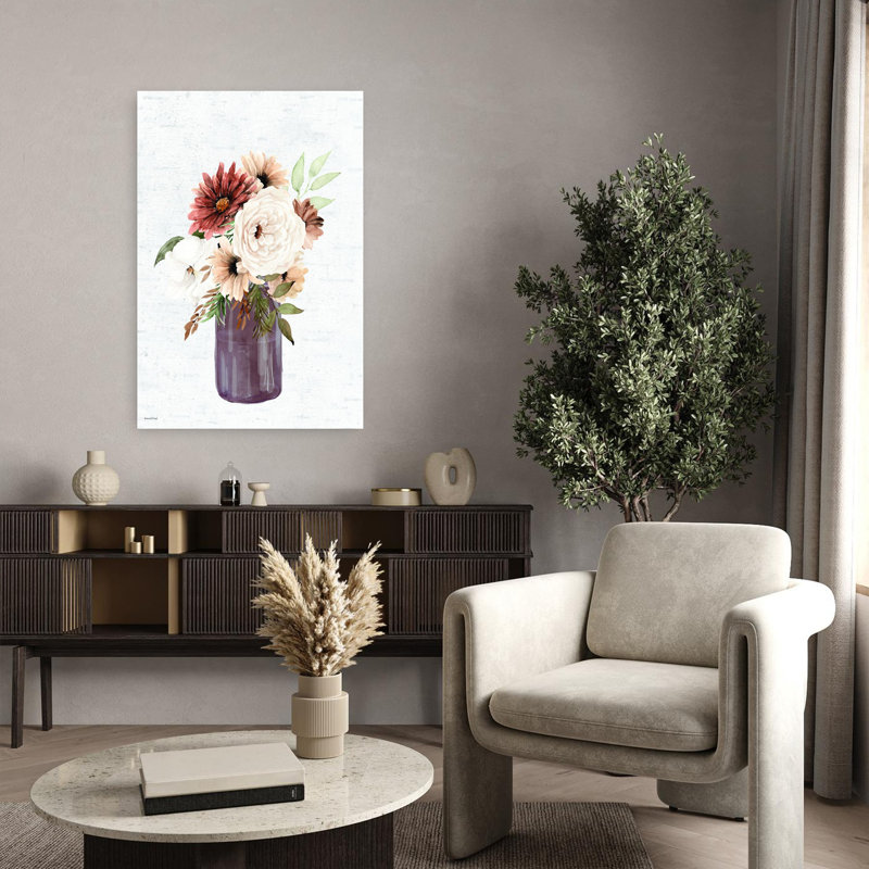 «Harvest Bouquet 2», art floral abstrait rétro, nature, H 36 po x l 24 po