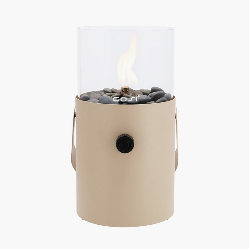 Himanshu Metal Propane Outdoor Tabletop Fireplace with Flame Guard, Sandy Beige