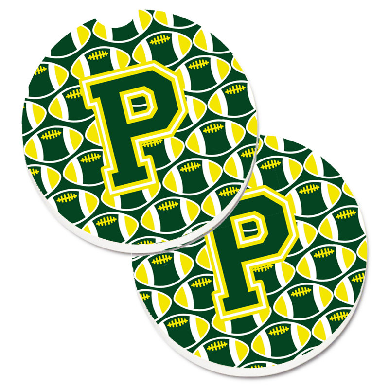 Sous-verre de football, P, Vert / Jaune