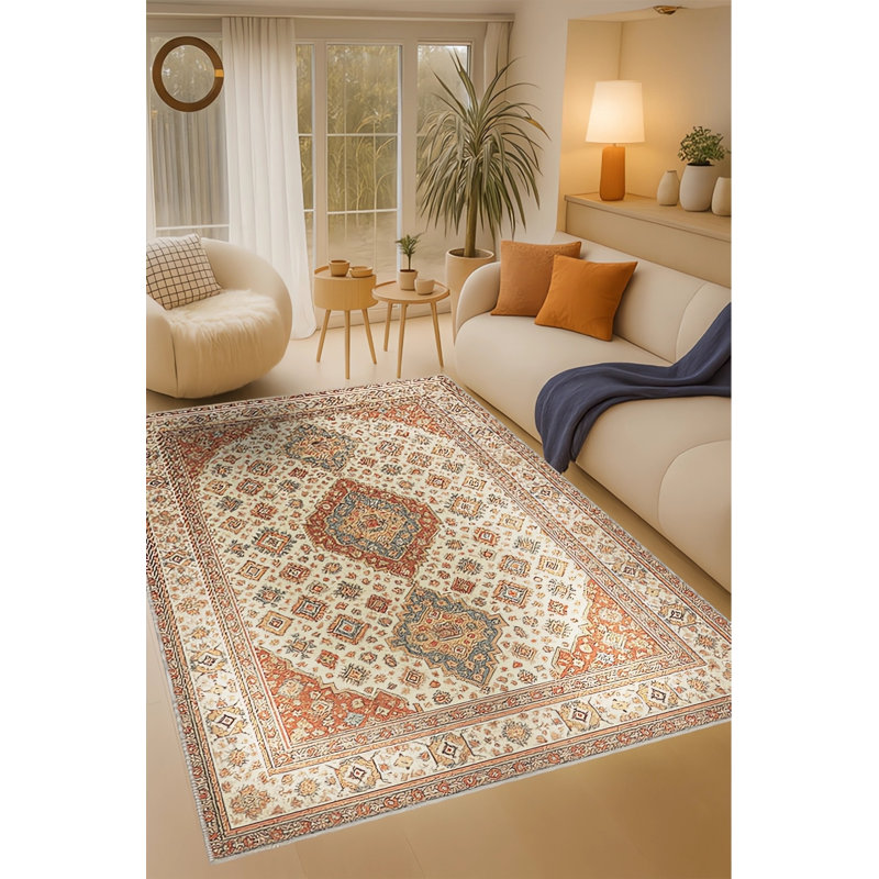 Tapis vert tissé à motif lavable Mosso, 2'6" x 6'7"