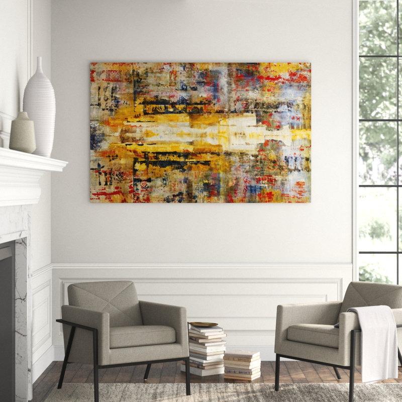 Slide Rule Painting by Alexys Henry, 24" H x 38" W x 1.5" D, Knife Gel