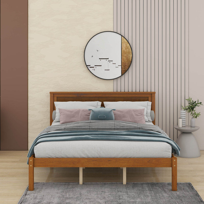 Lit plateforme avec tête de lit, Grand lit, Chêne
