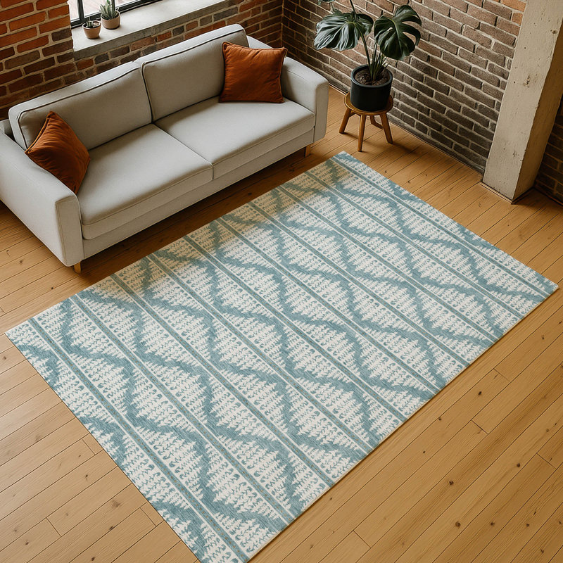 Tapis intérieur / extérieur lavable à la machine Chantille ACN2985, Sarcelle, 8 pi x 10 pi