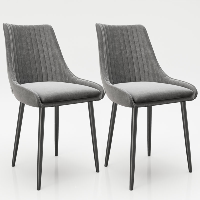 45cm H Polyester Blend Upholstered Metal Side Chair, Grey