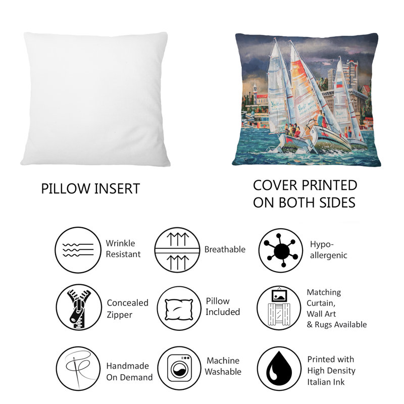 Coussin Regatta Voiliers arrivant à l'arrivée IV - 1 Nautical & Coastal