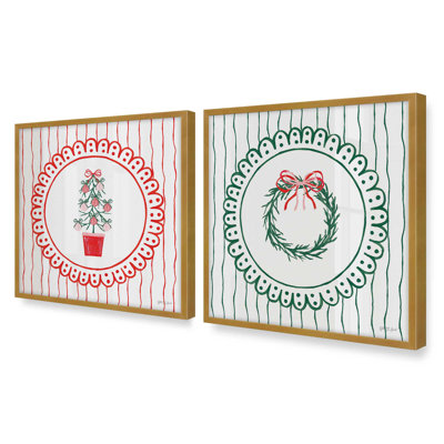 Ensemble de 2 reproductions Ribboned Evergreen