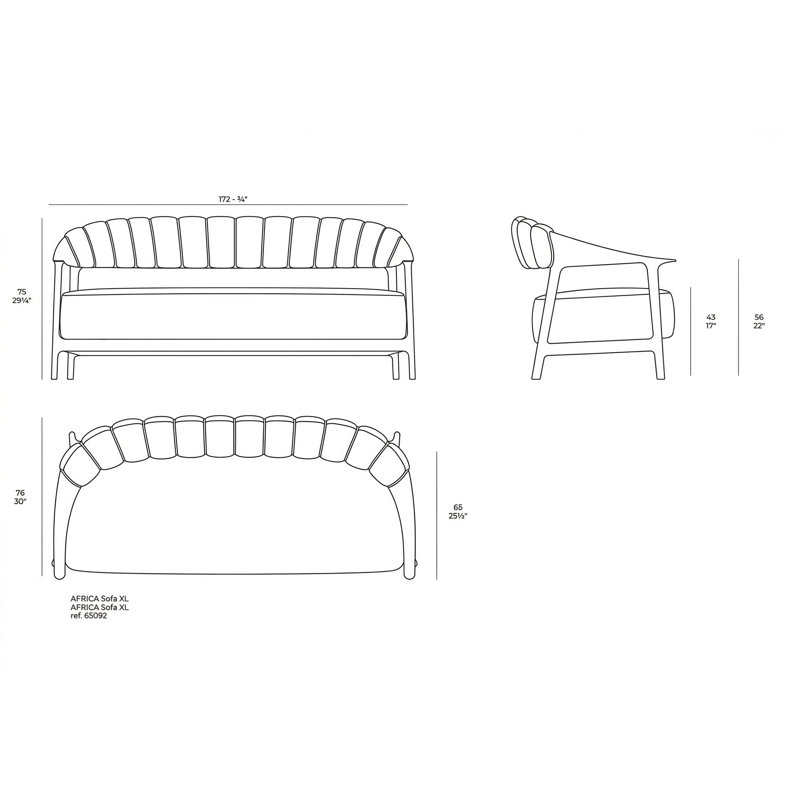 Fully Upholstered Africa Sofa XL, White, Portonovo White