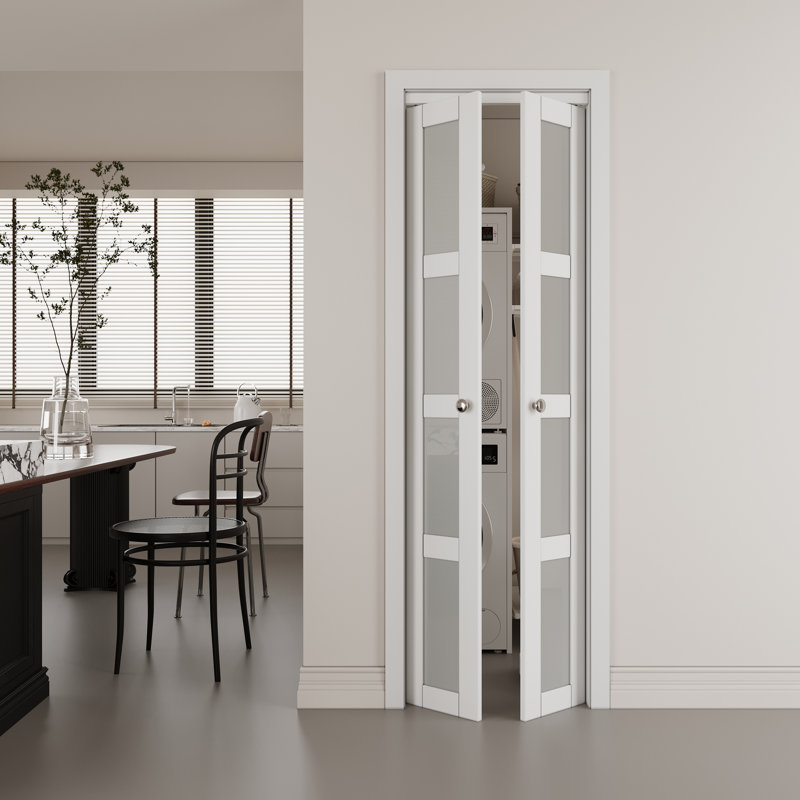 Porte en verre massif avec porte pivotante française ou pliante avec trousse de quincaillerie d'installation (garde-robe)