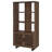 Walnut 3-Shelf Cabinet Bookcase