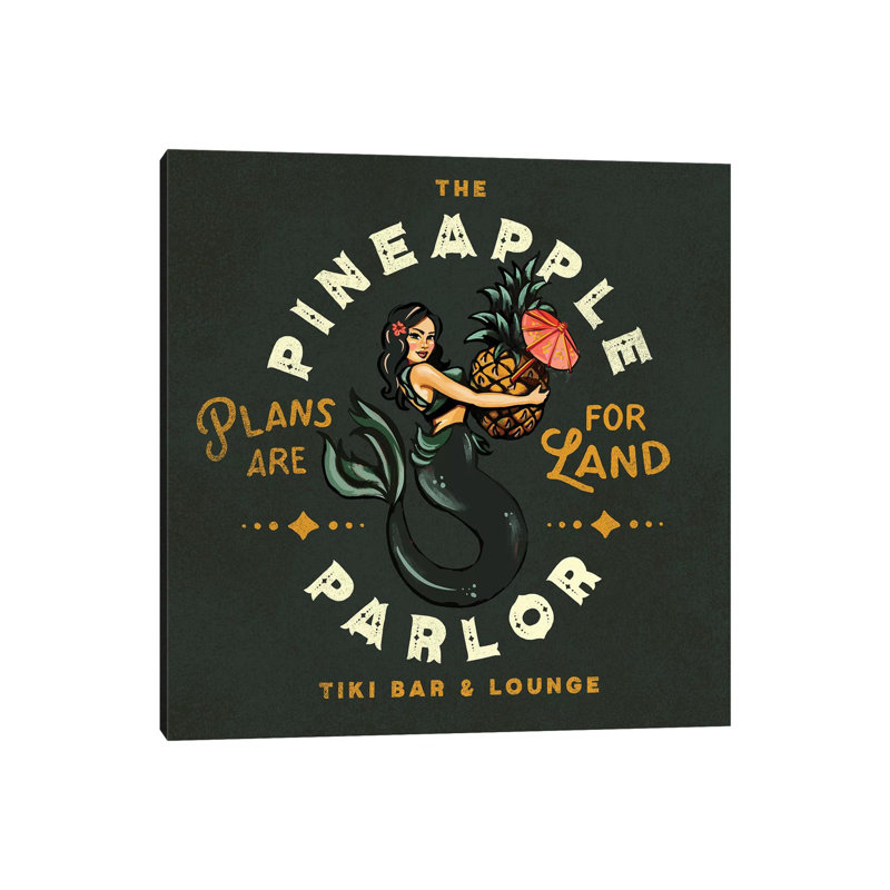 Pineapple Parlor Dark by The Whiskey Ginger - Wrapped Canvas Print, 30.48cm H x 30.48cm W x 1.91cm D