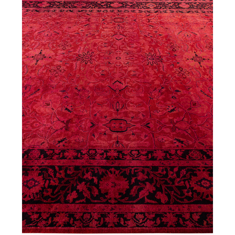 Overdyed Hand-Knotted Wool Modern-Contemporary Pink Area Rug 9' 3" x 11' 10"
