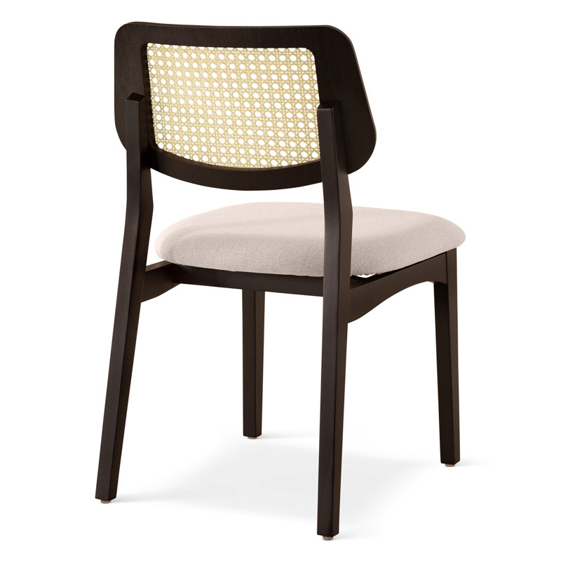 Modern Brazilian - Beth - Cane Side Chair - Medley Ivory Seat - Nogal Frame - Nogal Cane Webbing, Medley Ivory/Ebano/Natural