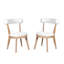 Ensemble de 2 chaises de salle à manger rembourrées modernes, bois d'hévéa, naturel et beige