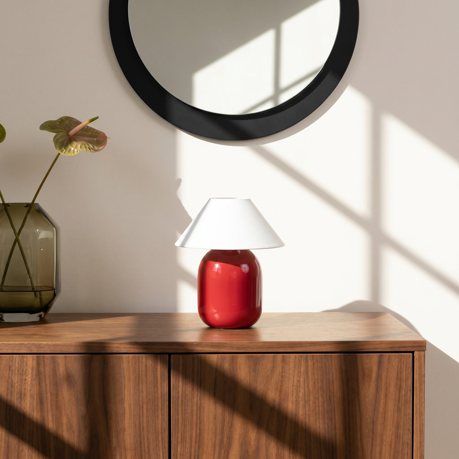 Carothers Ceramic Bedside Lamp, Black, Red