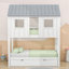 Lit simple en bois en forme de maison avec lit gigogne simple et échelle