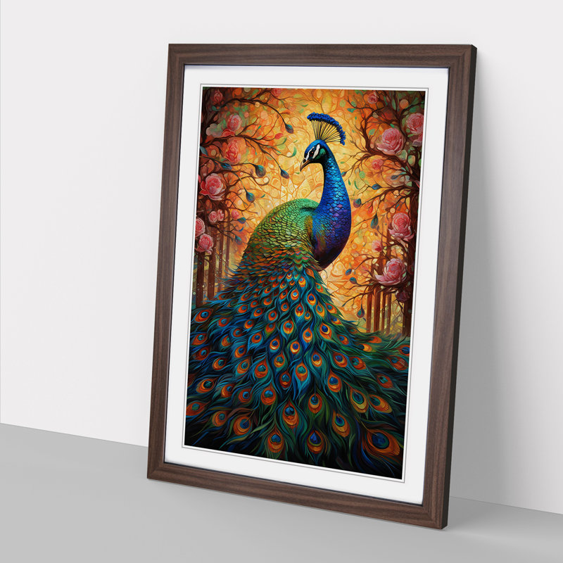 Peacock Orphism Framed Print, 34cm H x 25cm W x 2cm D, Walnut Framed