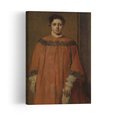 Jeune fille en rouge, vers 1866, portrait abstrait impressionniste contemporain, estampe murale