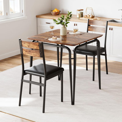 Dining Table for 2, Small Table and Chairs Set of 2, Square Dinette Set for 2, Dinner Table Set, 3 Piece Kitchen & Dining Room Sets for Small Space,(Dining Table with 2 Chairs)
