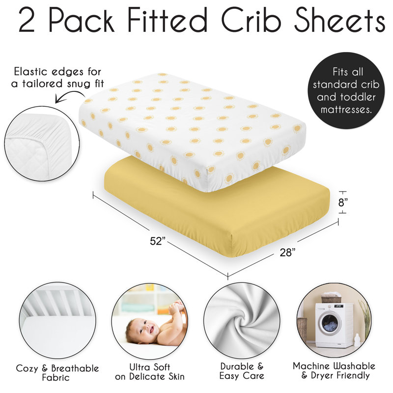 Boho Sun White and Mustard Yellow 2 Pack Fitted Crib Sheet by Sweet Jojo Designs
