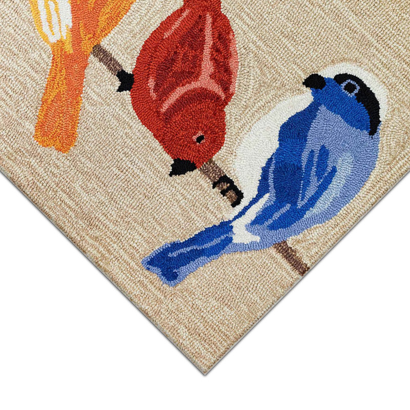 Frontporch Hand-Tufted Blue Birds Indoor/Outdoor Easy Care Rug