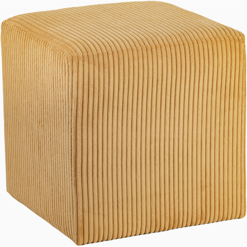 Roy Baber Upholstered Ottoman, Yellow Microsuede Fabric