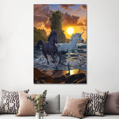 Unicorns In Sunset by Vincent Hie - Wrapped Canvas Gallery-Wrapped Canvas Giclée